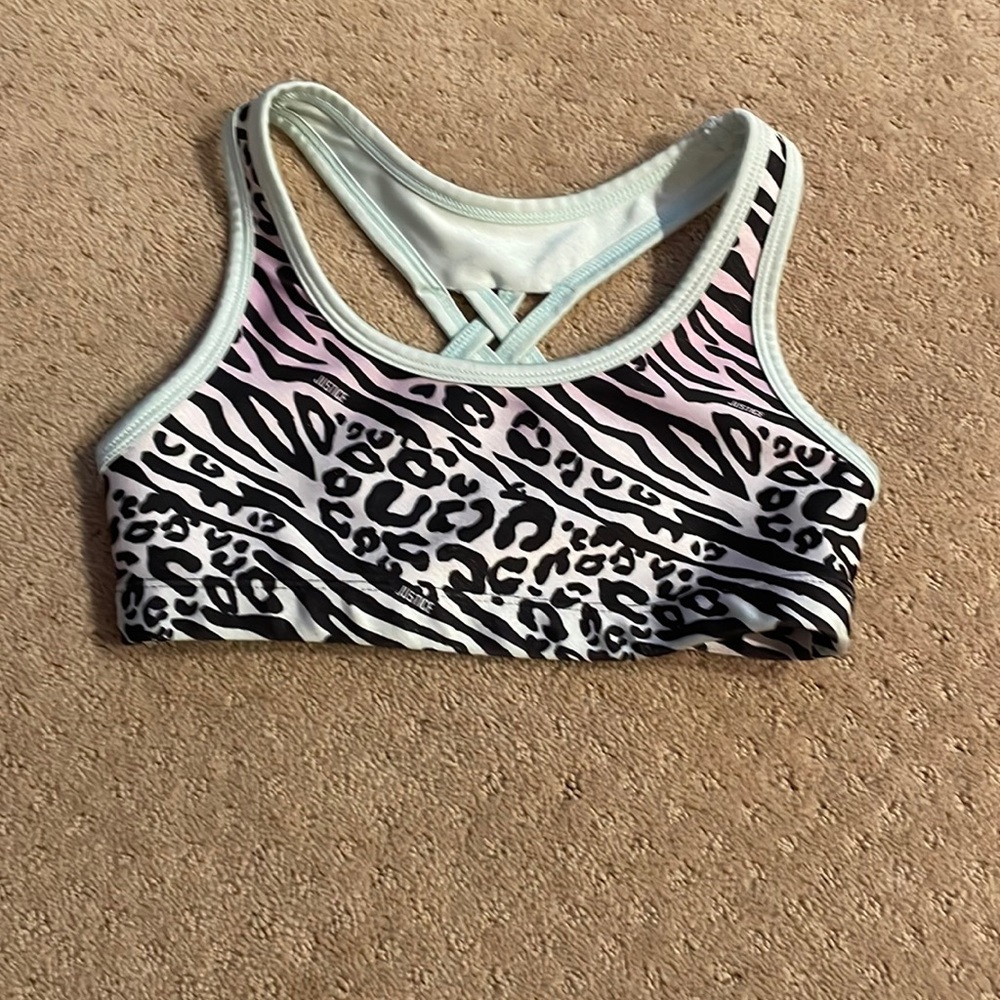 Girls animal print sports bra